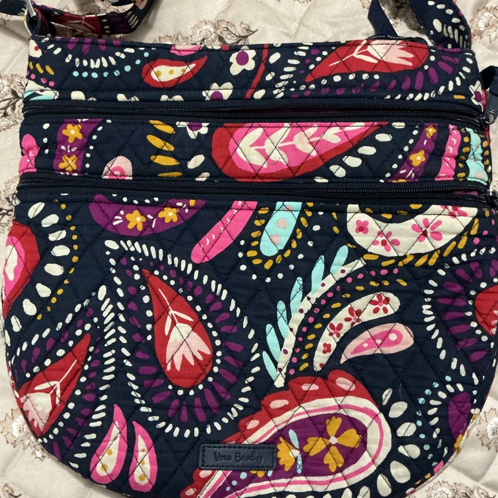 Vera Bradley Navy Paisley Crossbody with Pink, Red & Teal Accents - Picture 2 of 5